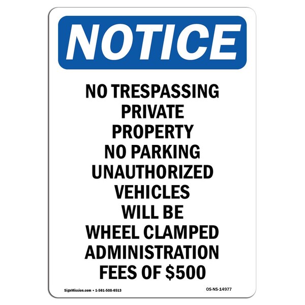 Sign, 5" H, 3.5" W, No Trespassing Private Property Sign, Portrait, NS-D-35-V-14977-10PK